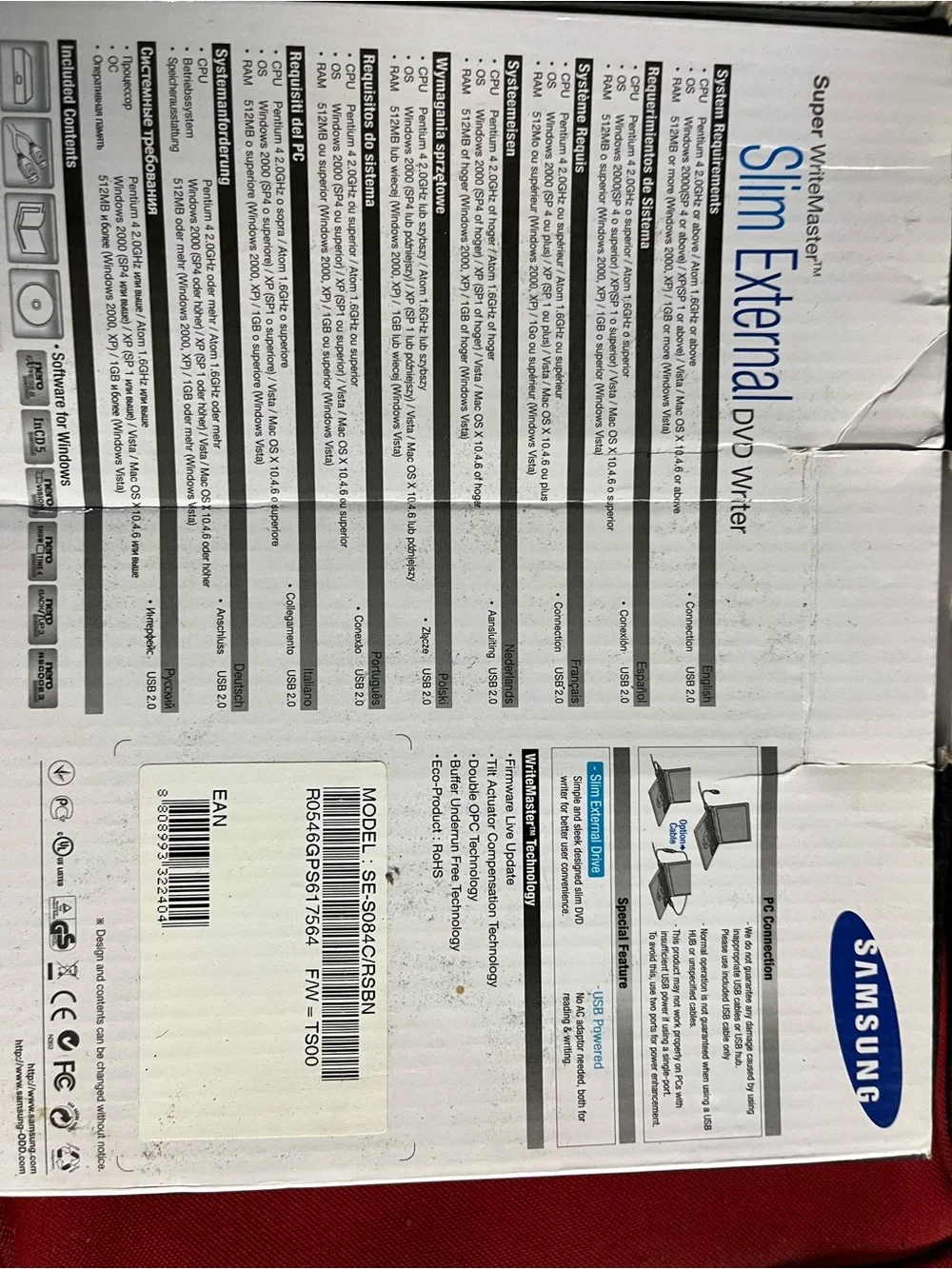 Samsung Slim External DVD Writer - White and Blue Accents
